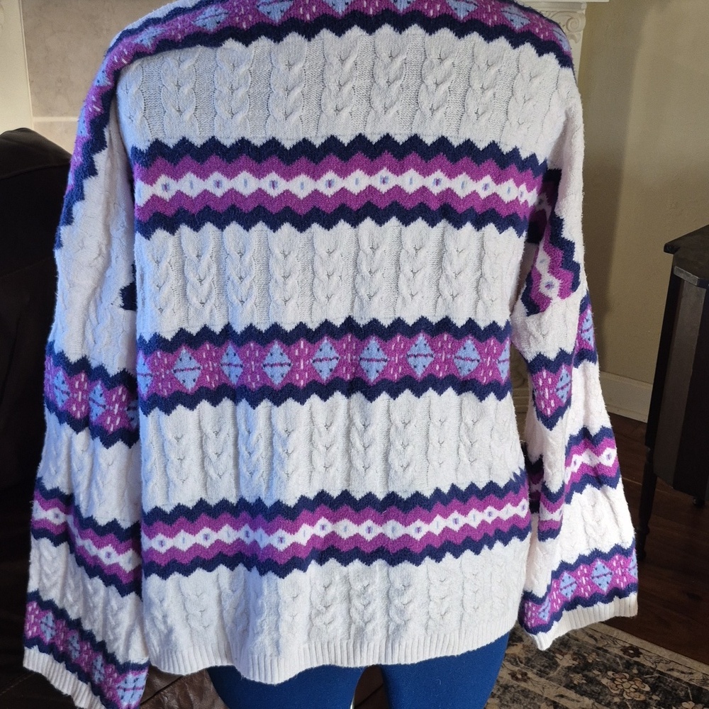 Ann Taylor LOFT Womens Fair Isle Nordic Cabincore Ski Cable Knit SzXXL.($1265) - Picture 5 of 16